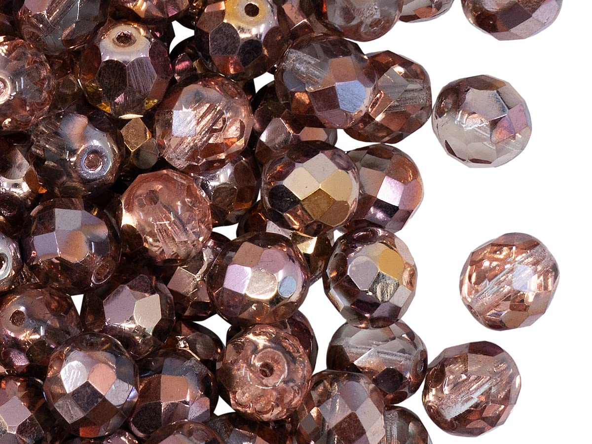 25 Pcs Faceted Fire Polished Pressed Czech Glass Beads 8mm