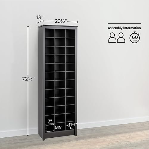 Miniatura 3 de Prepac Organizador de zapatos, almacenamiento, vitrina, 13 pulgadas de profundidad x 26 pulgadas de ancho x 72.5 pulgadas de alto, blanco lavado
