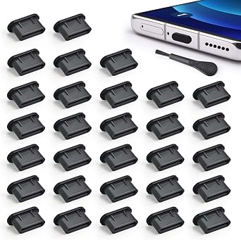 USB C Dust Plug Type C Anti Dust Plugs Cover USB C Dust Cover Type C Charging Port Protector with Cleaning Brush for iPhone 15 Samsung GalaxyGoogle Pixel Moto G TCL UMIDIGI OnePlus Nord 30Pcs