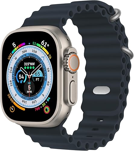 BHUIJIC Correa Ocean compatible con Apple Watch Ultra Band de 1.929 in 1.772 in 1.732 in 1.654 in para hombre, correa de silicona ajustable con