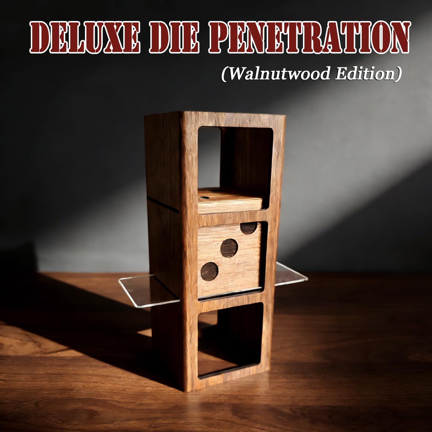 Deluxe Die Penetration (Walnut Edition) Trucchi Magici Classico Dadi Penetra Pannelli Close-up Fase Illusioni Visive Gimmicks Puntelli