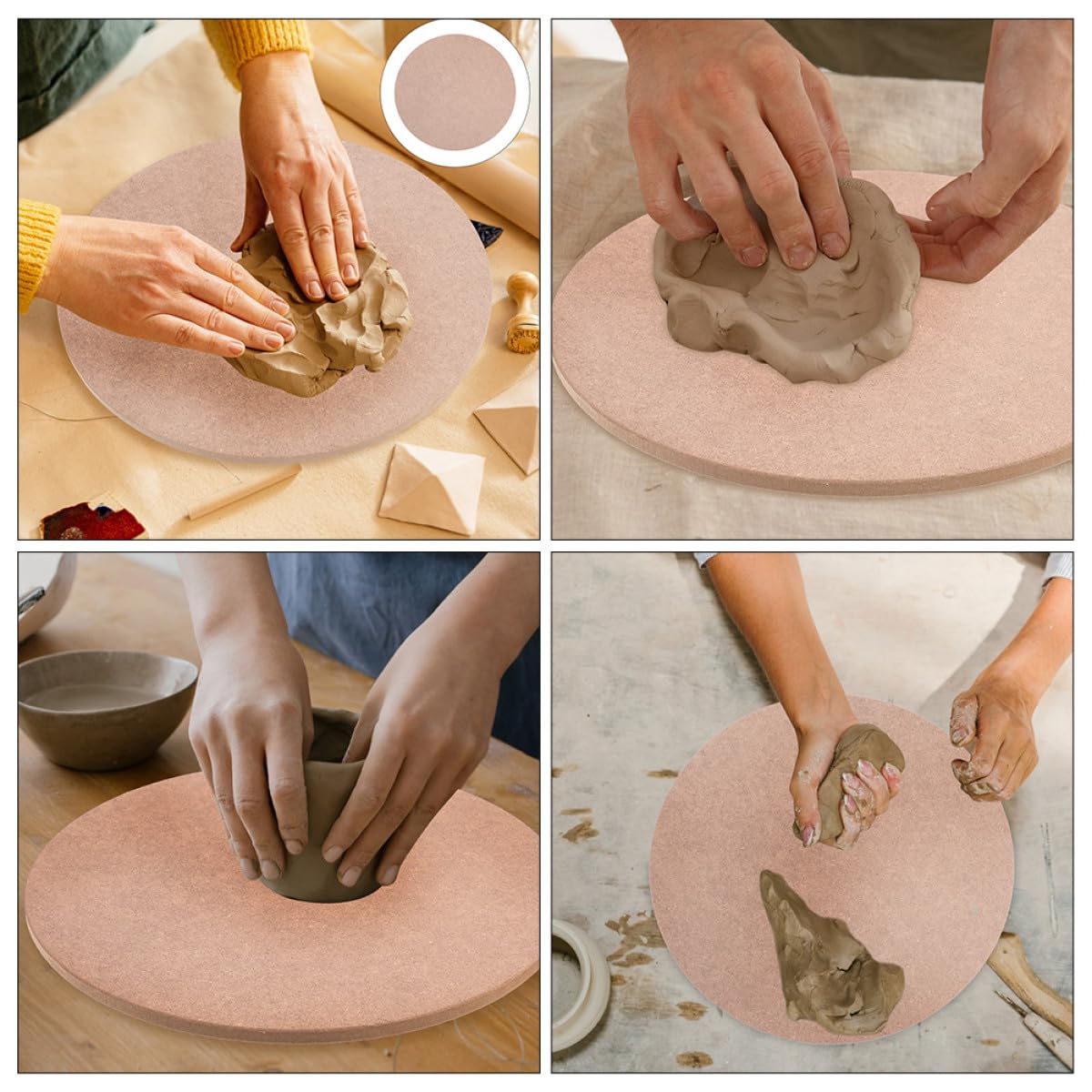 Tabla de Secado para Cerámica de Madera Comprimida 40 Cm, Base Lisa y Absorbente para Torno de Alfarero, Herramienta Manual para Modelado y Escultura de Arcilla, Suministros
