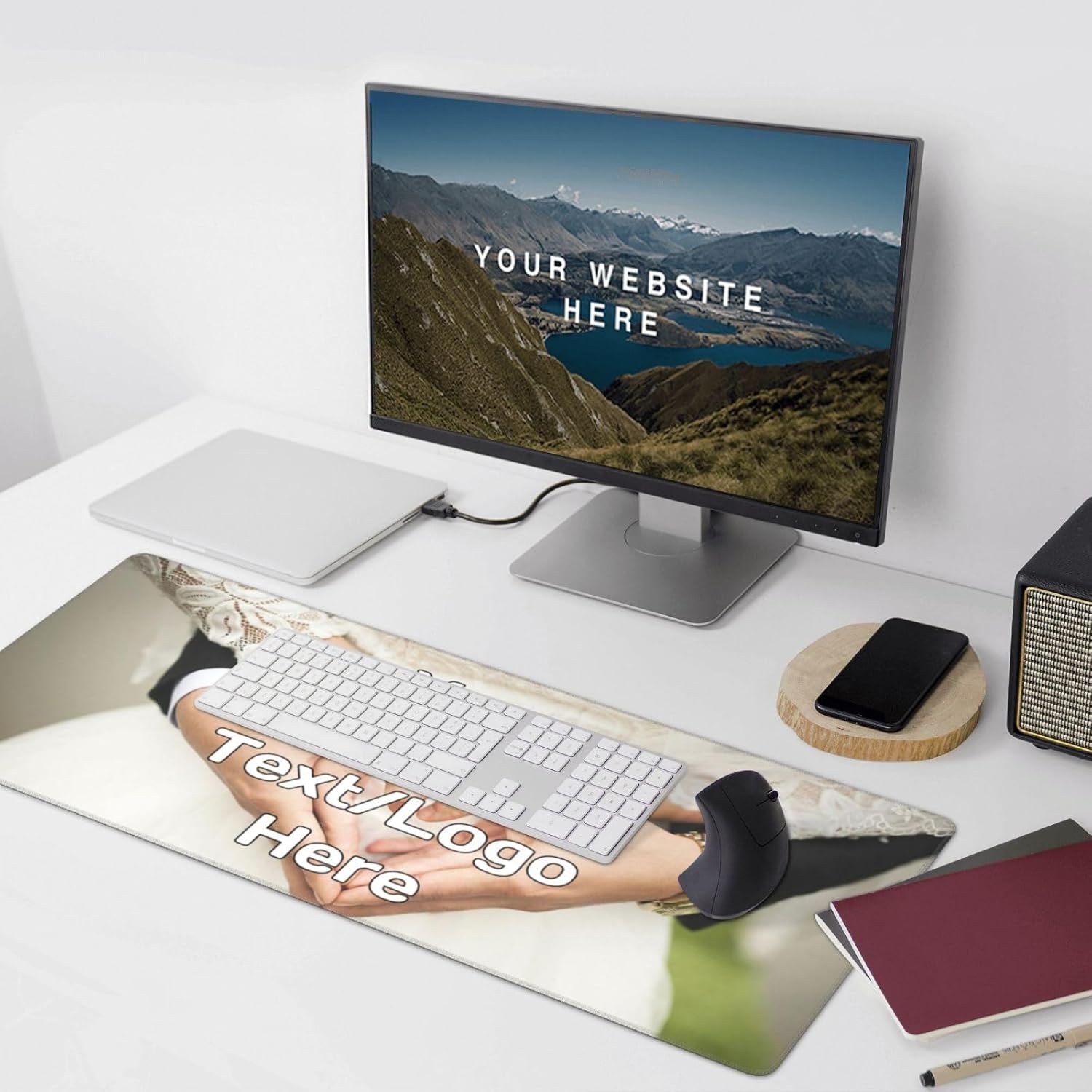 Personalized Mouse Pad Custom Mousepad with Your Picture Photo Logo Text for Office Gaming Desk Accessories 15.7"x35.4"