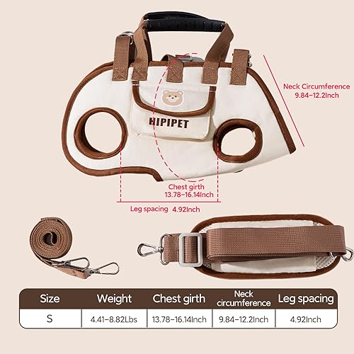 Miniatura 5 de Mochila transportadora portátil transpirable para perros y gatos, arnés ajustable de cuerpo completo con correa de tracción, cruzado y apto para el