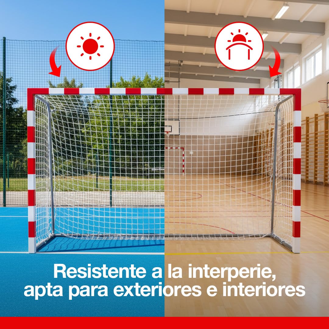 Red Porteria Pack 2 Unidades | Red Porterias de Futbol 100x100mm Balonmano, Entrenamiento, y Futbol Sala | 3x2x1M, Red Blanca Resistente para Interior y Exterior (No Incluye Portería)