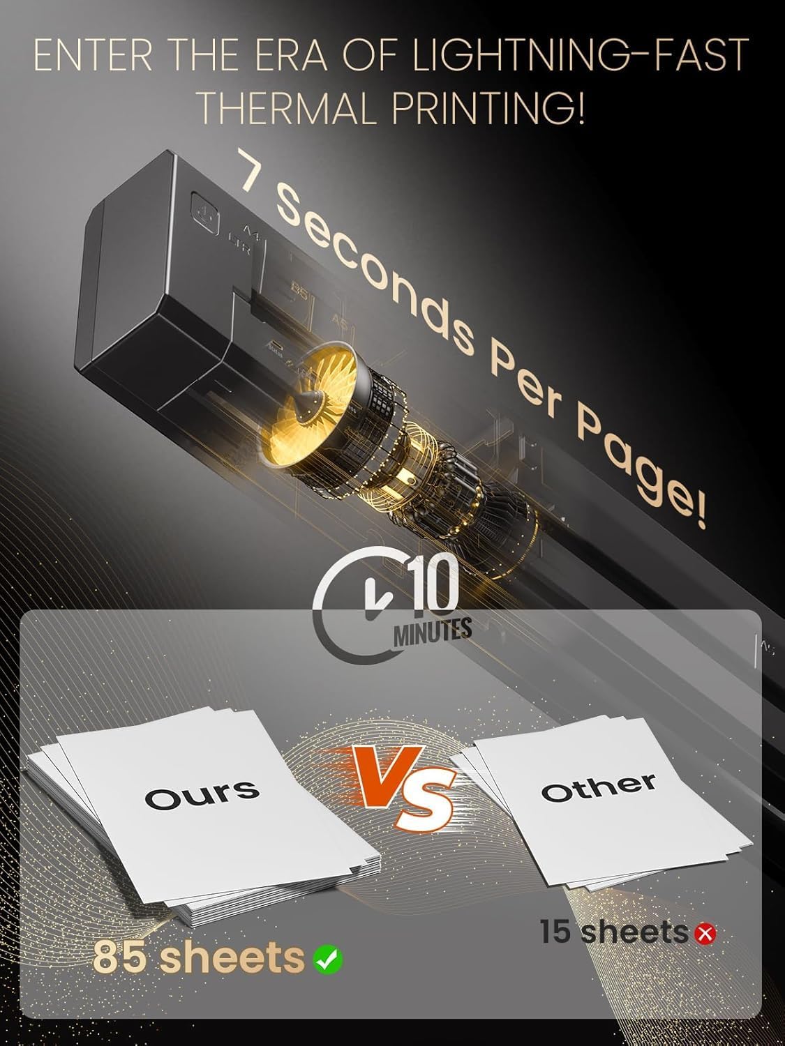 Phomemo G100 Pro Upgraded WiFi Direct Print Portable Printers Wireless for Travel,100mm/s Thermal Inkless Printer, Supports 8.5"x11"US Letter/A4/B5/A5, Compatible with iOS, Android, Windows, Mac - Image 5