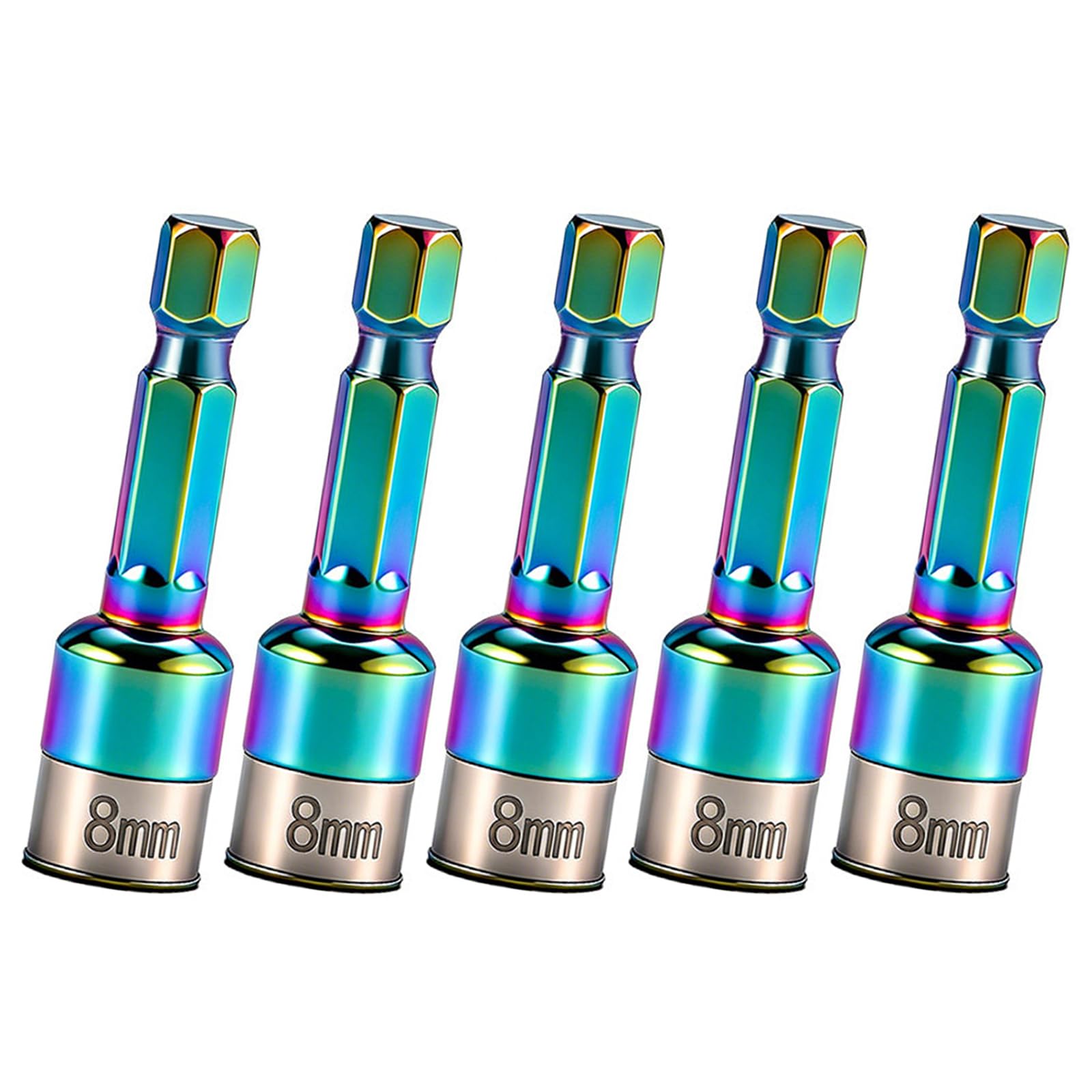 Tsophreniq 5Pcs 8Mm Hexagonal Shank Sleeve Wrench Socket Adapters Hexagonal Shank Impacts Socket Spanner