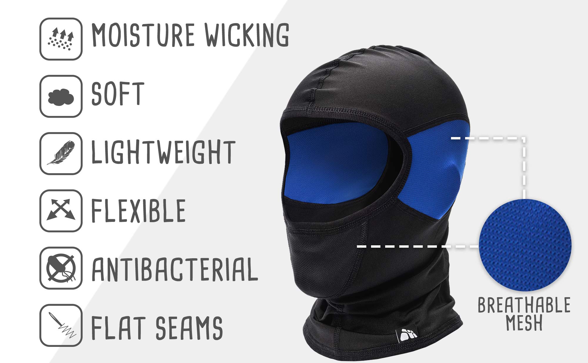 Bivakmuts voor dames en heren, winddicht, warm skimasker, stormmasker, ademend, voor motorfiets, skiën, outdoorsporten, zwart, One size