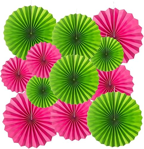 Miniatura 21 de MOWO Abanicos de papel rosa y naranja intenso, decoración de pared para colgar en el techo, decoración para otoño, otoño, Acción de Gracias, baby