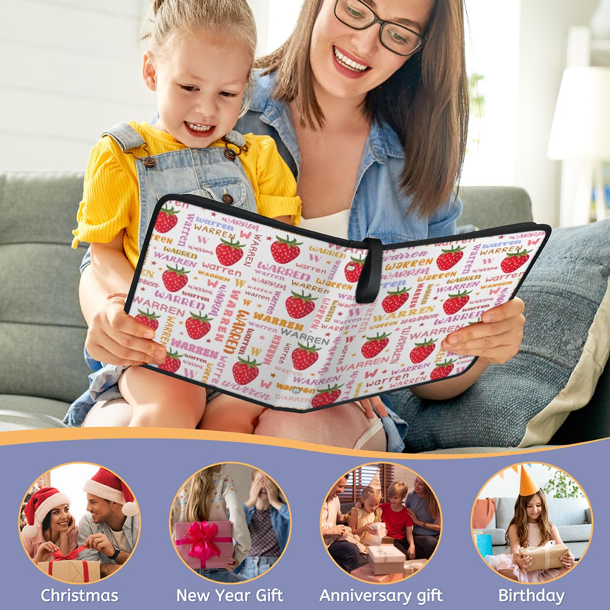 Sammelkartenalben, 9 Taschen, benutzerdefinierter Namen, Erdbeere, Sammelkarten-Binder, Geschenke für Kinder, Jungen, Mädchen, wasserdichtes Kartenhalter-Album