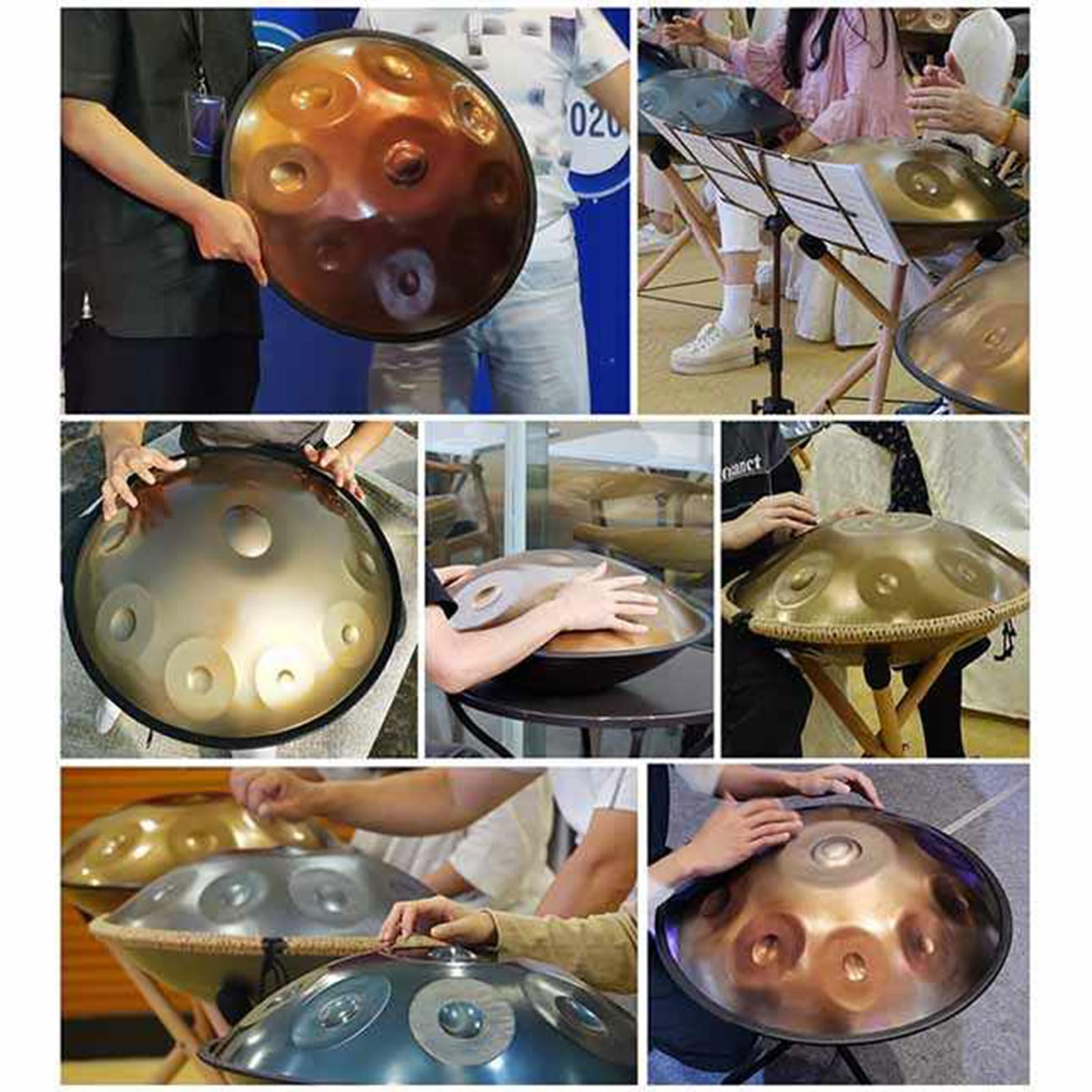 Zungentrommel für Musikinstrumente, 432-Hz-Handtrommel, handgefertigte Hohltrommel, Handpan-Stahltrommel mit Halterung, Aufbewahrungstasche, Trommelstöcke, staubfreies Tuch, 9 Töne/10 Töne/12 Töne