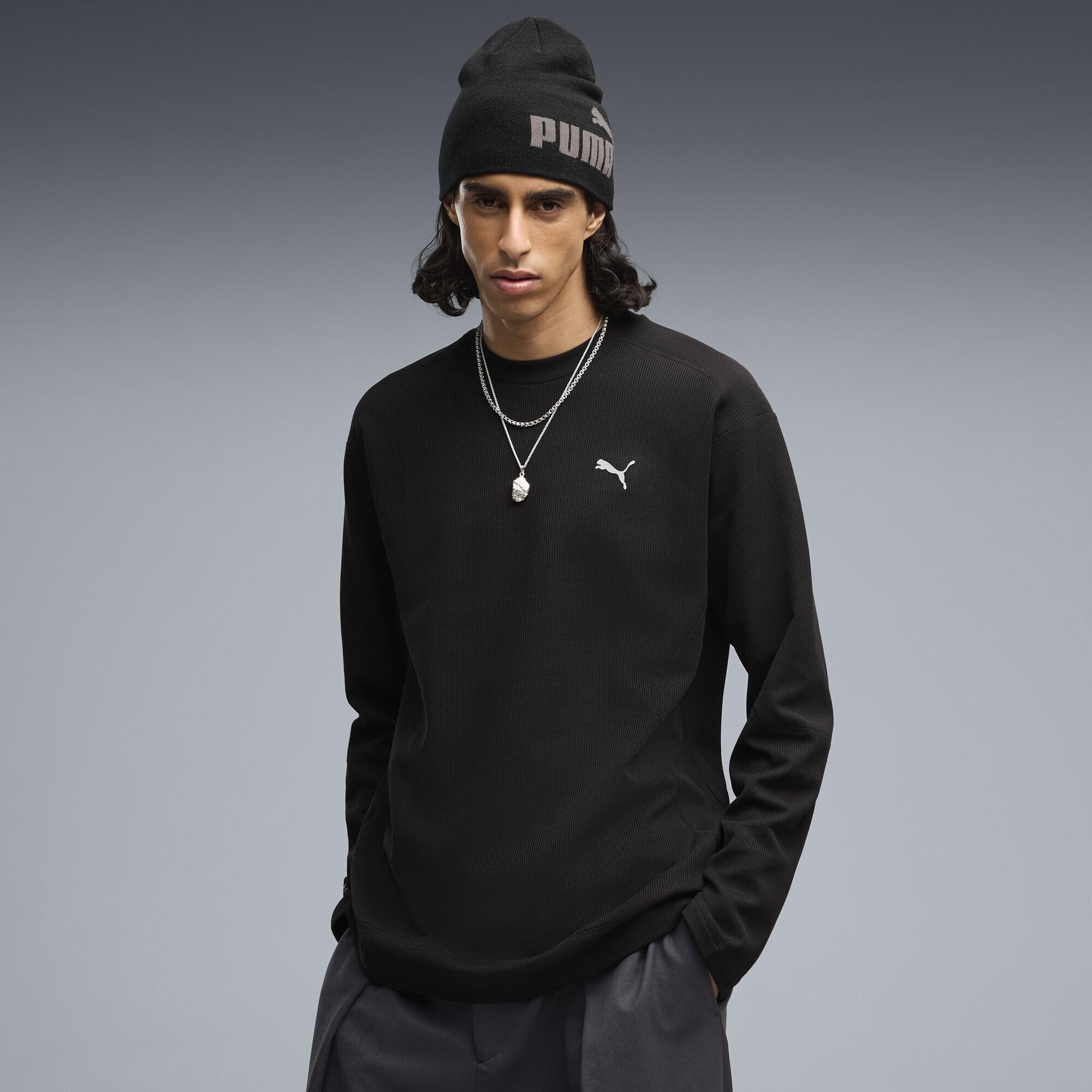 PUMA Camiseta Holgada PUMATECH de Manga Larga y Punto gofre Hombre