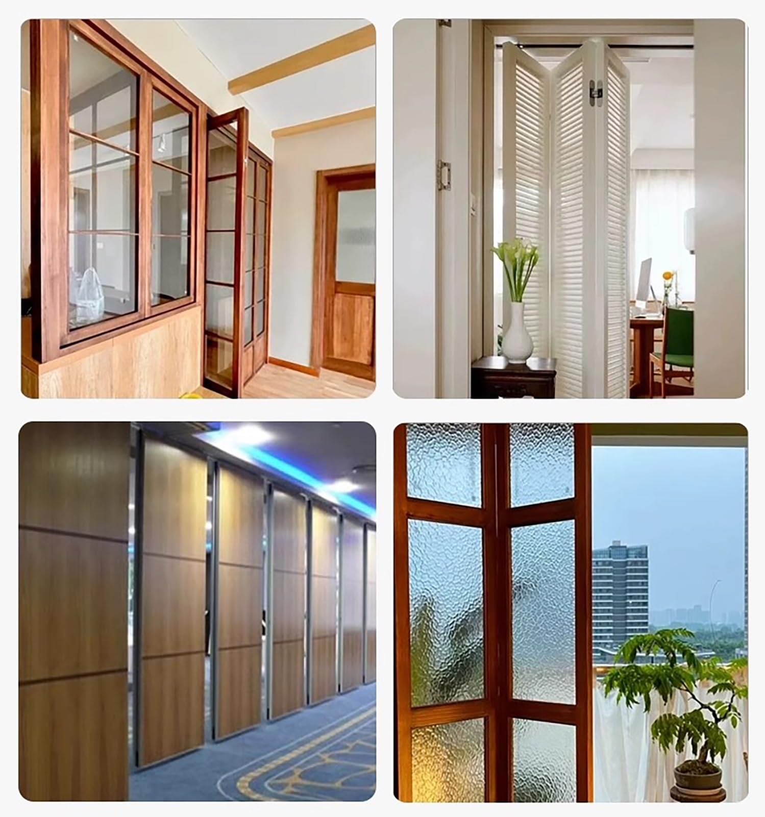 Kit de puerta corredera para armario plegable, juego completo de herrajes con rieles, soportes, pivotes y ruedas guía para dormitorio y despensa