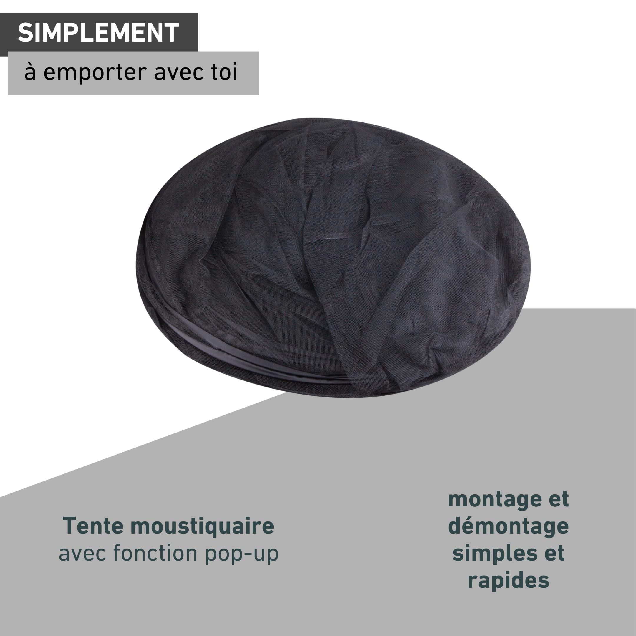 Windhager Pop Up 03274 Grande moustiquaire pour lit Double, Filet de Camping, Anti-Insectes, Anti-moustiques, pour lit, 140 x 200 cm, Anthracite