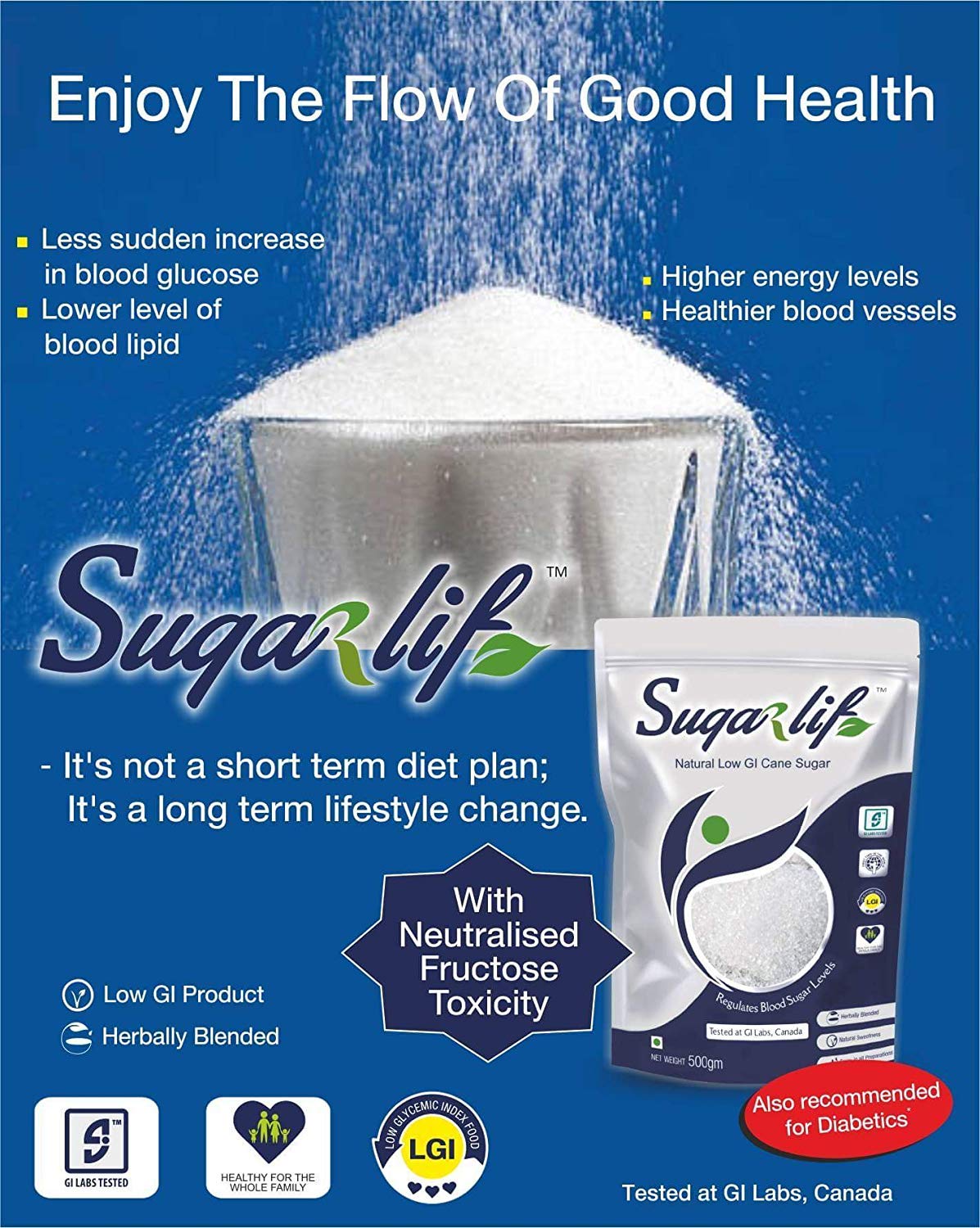 Sugarlif LOW GI Diet Sugar Diabetic Friendly Herbal Cane Sugar Free