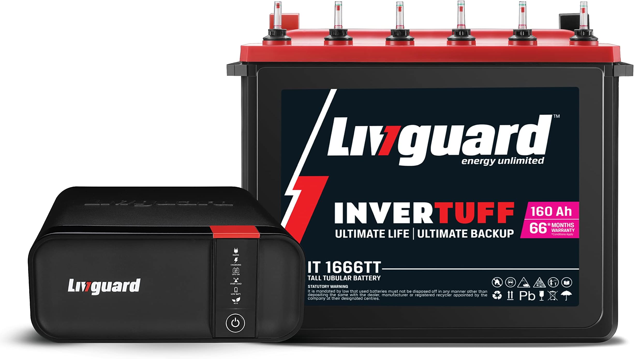 Livguard | 900VA/12V Pure Sine Wave Inverter | 160Ah Tall Tubular Battery | Inverter & Battery Combo for Home, Small Shops & Offices | Best in Class Warranty & Free Installation