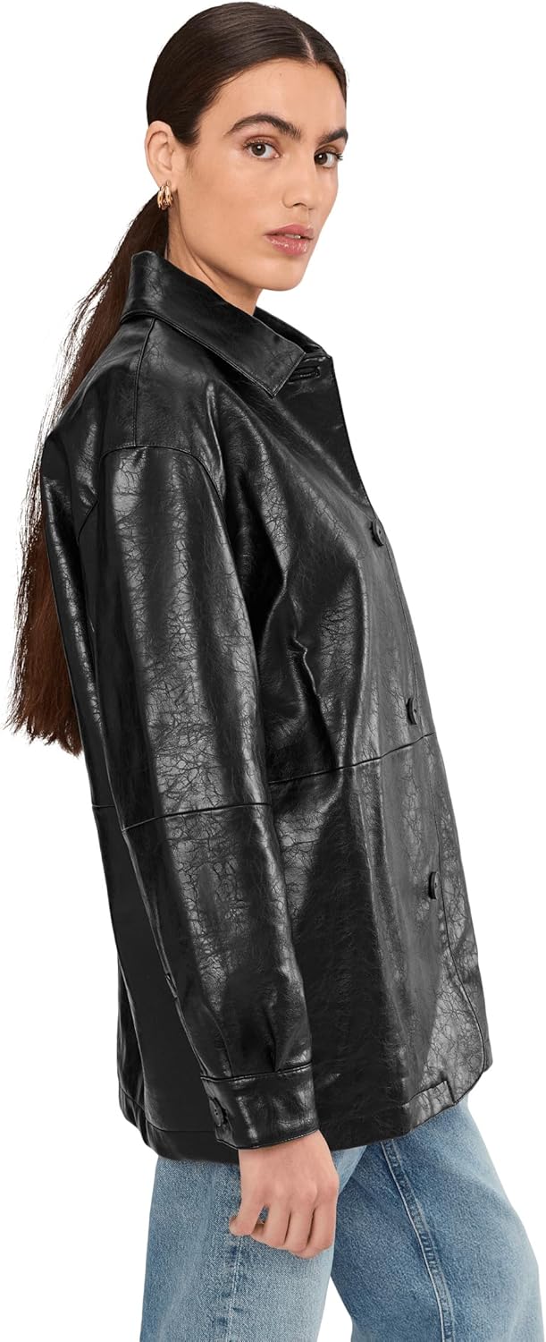 Levi's Womens Levi's Women's Relaxed Fit Faux Leather Blazer - Image 3