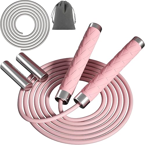 -Speed Skipping Rope with Adjustable 2 x 5.5mm Heavy PVC Ropes and Silicone Handle for Men Women Fitness Cardio Crossfit Workout Training Exercise