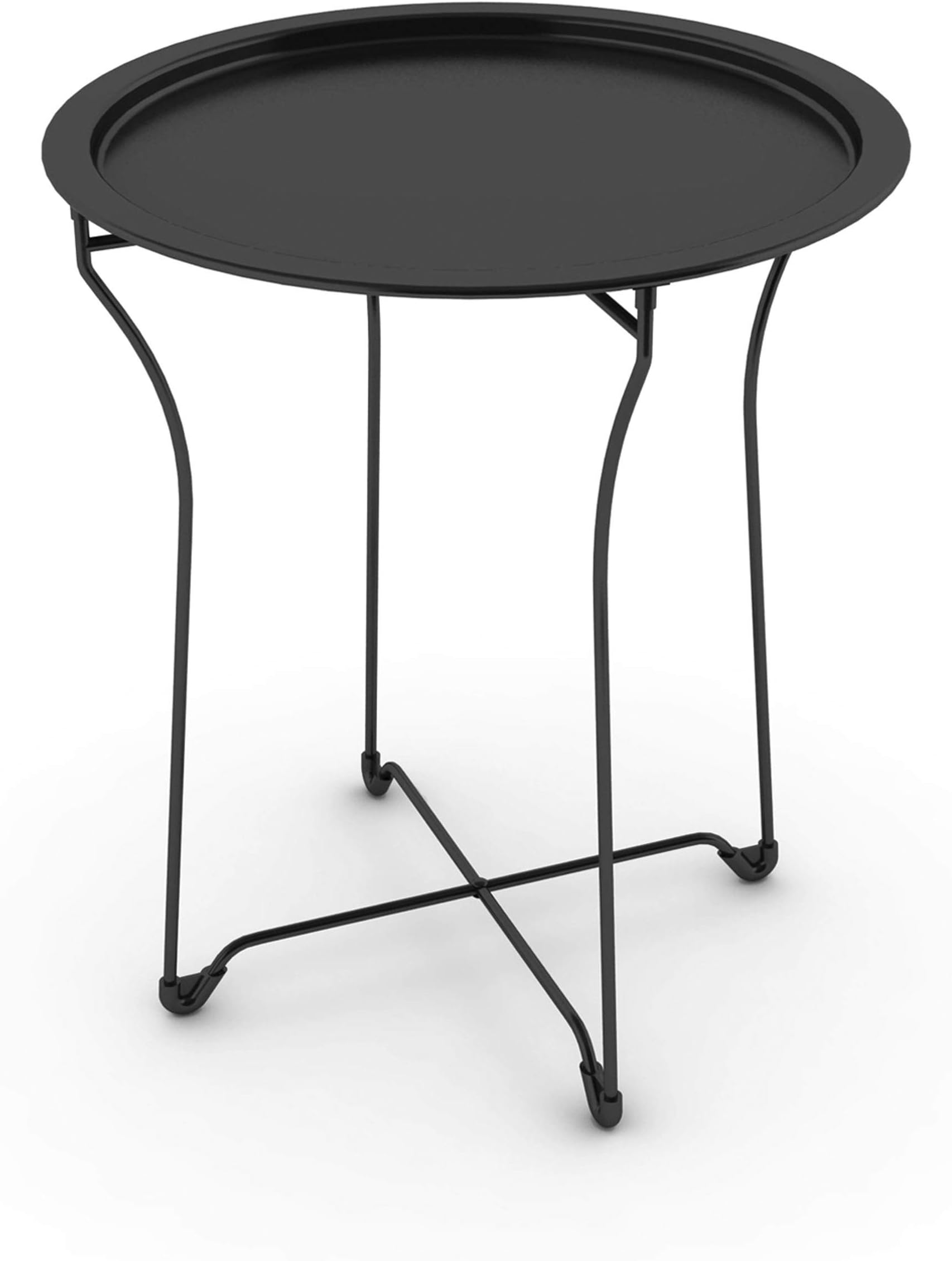 Atlantic urbSPACE Metal Side Table - Stylish Folding Tray Table, Sturdy Steel Construction with Wear-Resistant Powder Coating, PN in Black -