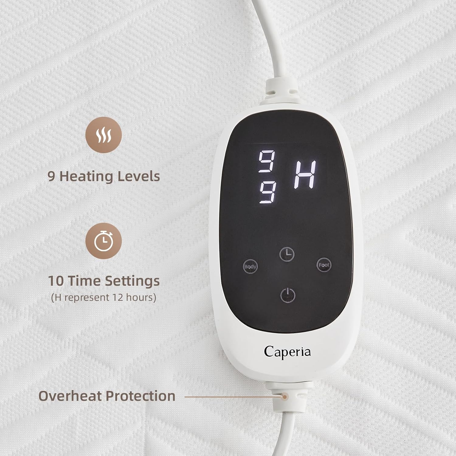 Multizone Waterproof Heated Mattress Pad, Individual Body & Feet Electric Mattress Bed Warmer 9 Heat Settings, 1-12 Hours Auto Off, Deep Pocket, Fast Heating, Machine Washable Twin, 39" x 75" - Image 3