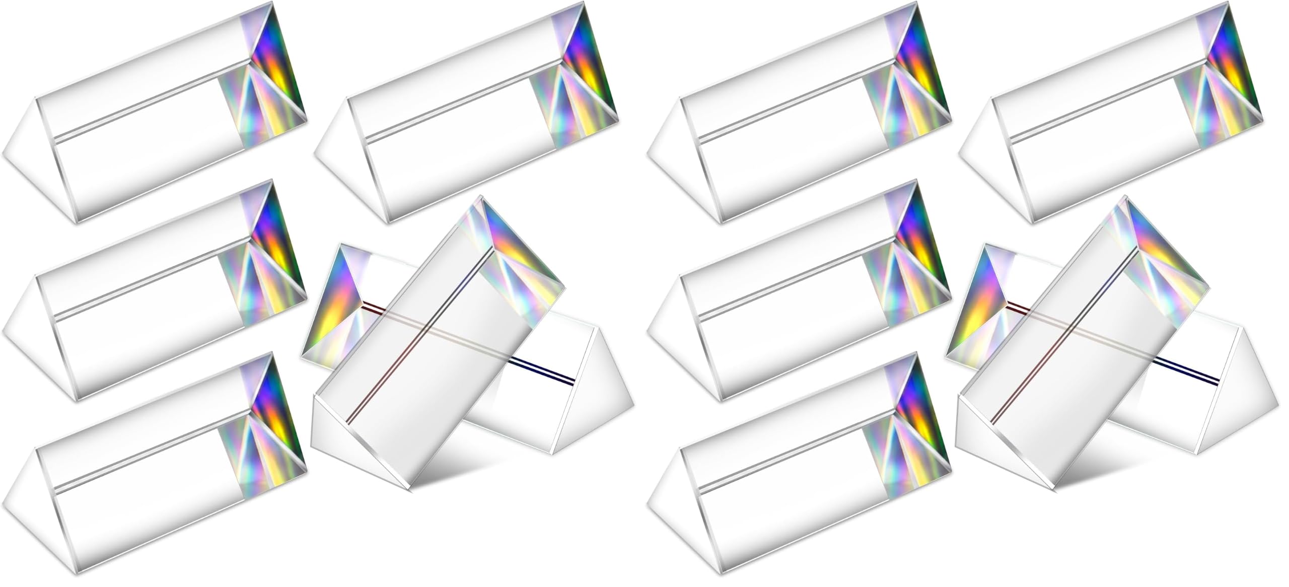 Kanayu 12 Pcs Clear Triangular Prism Optical Glass,2.5 Inch (Pack of 2)