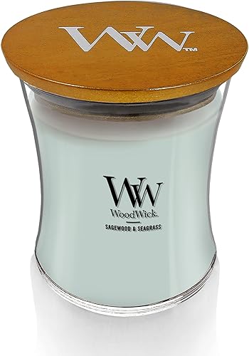Miniatura 2 de WoodWick Vela mediana de reloj de arena, madera salvia y hierba marina, 9.7 onzas