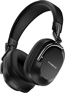 HAMMER Bash Pro 33 dB Hybrid ANC Over Ear Wireless Headphones, 4 Mics for Clear Calling, Charge 10mins = 300mins playtime, 40mm Driver, Transparency Mode, 37Hrs Playtime, Super soft Cushion, 5.3 Black