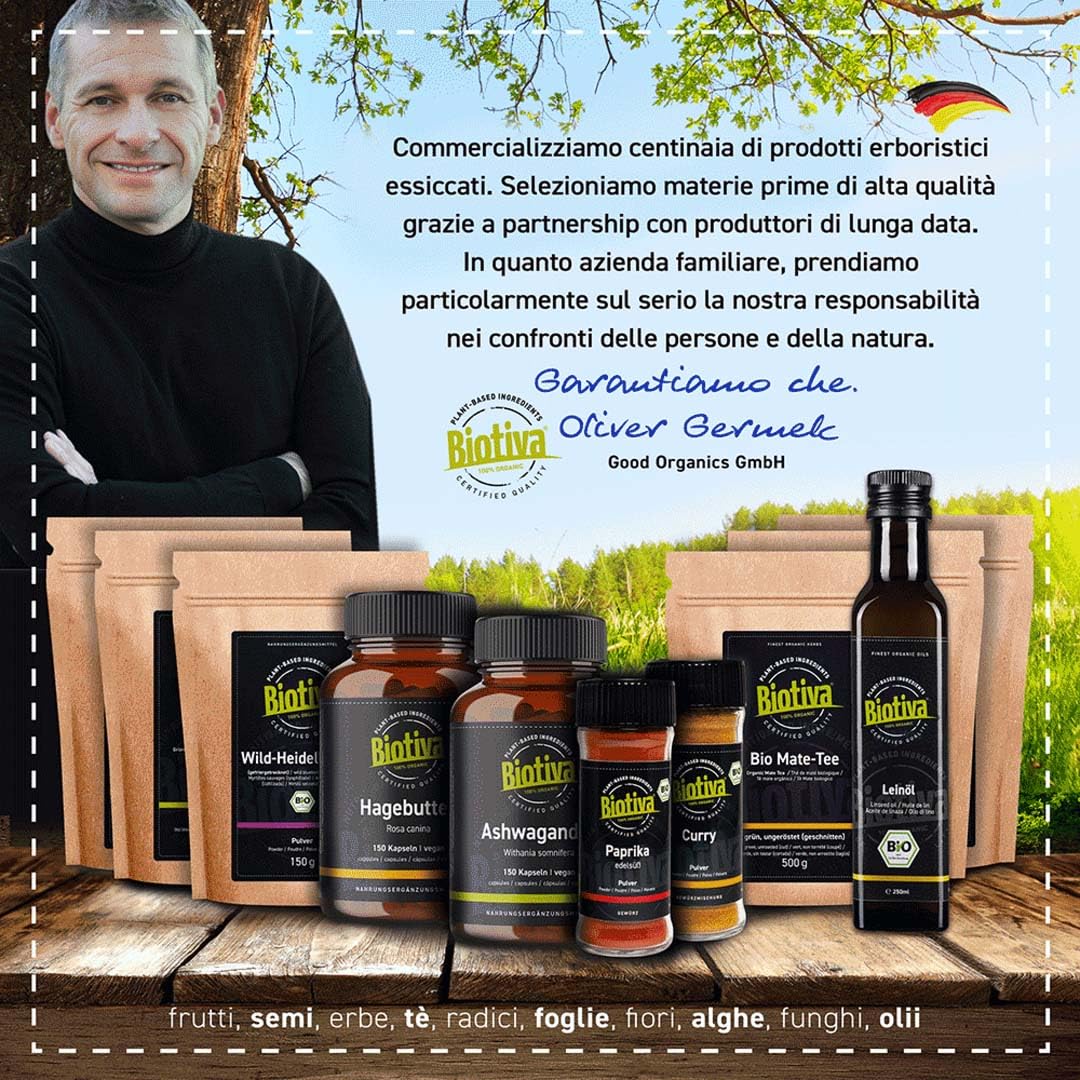 Clorella e spirulina in polvere Bio 500g | alghe | Chlorella vulgaris | confezionato e controllato in Germania | Biotiva