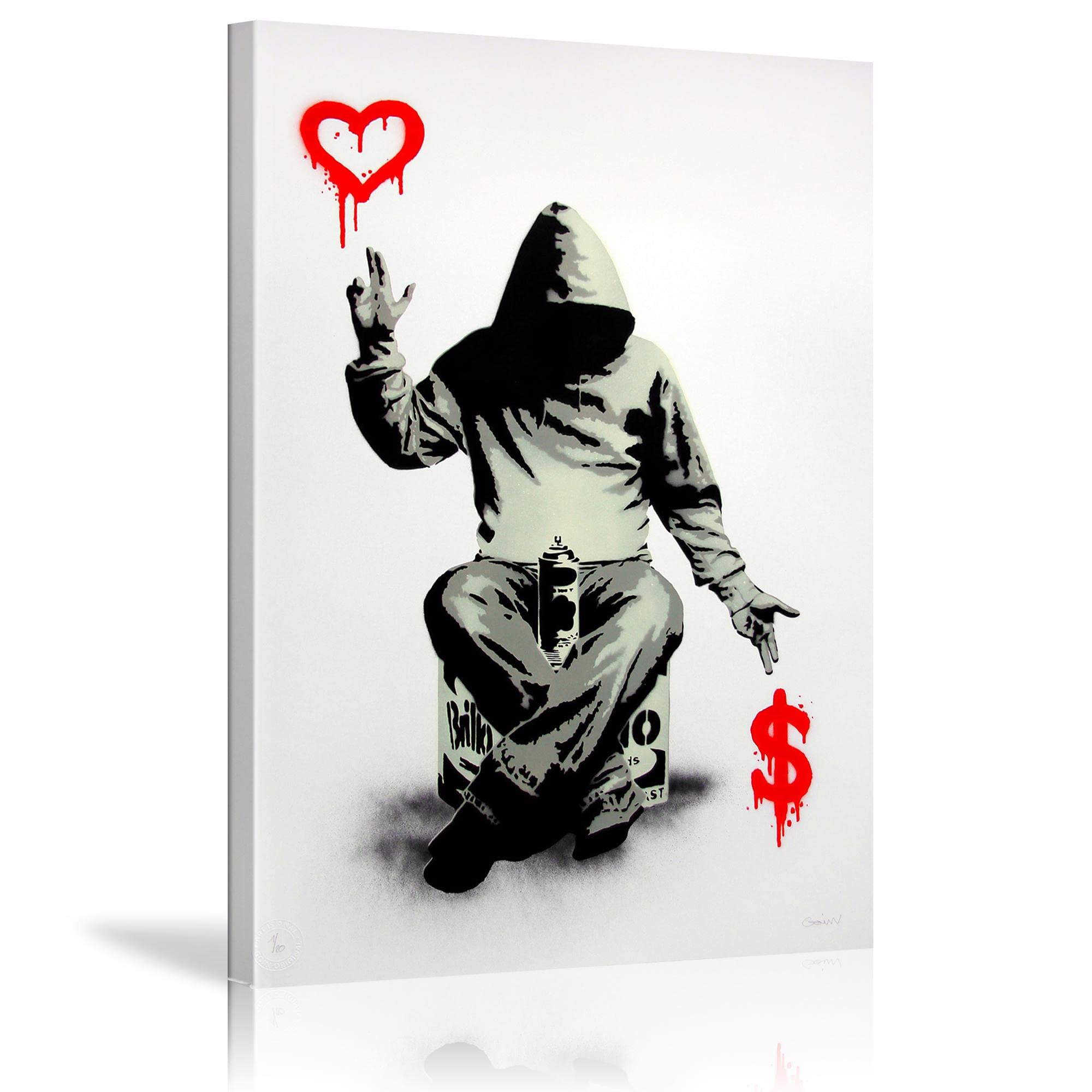 XIANGPEIFBH Canvas Prints Banksy Style - Love or Money - Graffiti Canvas Wall Art Framed Print Various Sizes Giclee Artwork Home Decor 30x40cm(12x16in) With Frame