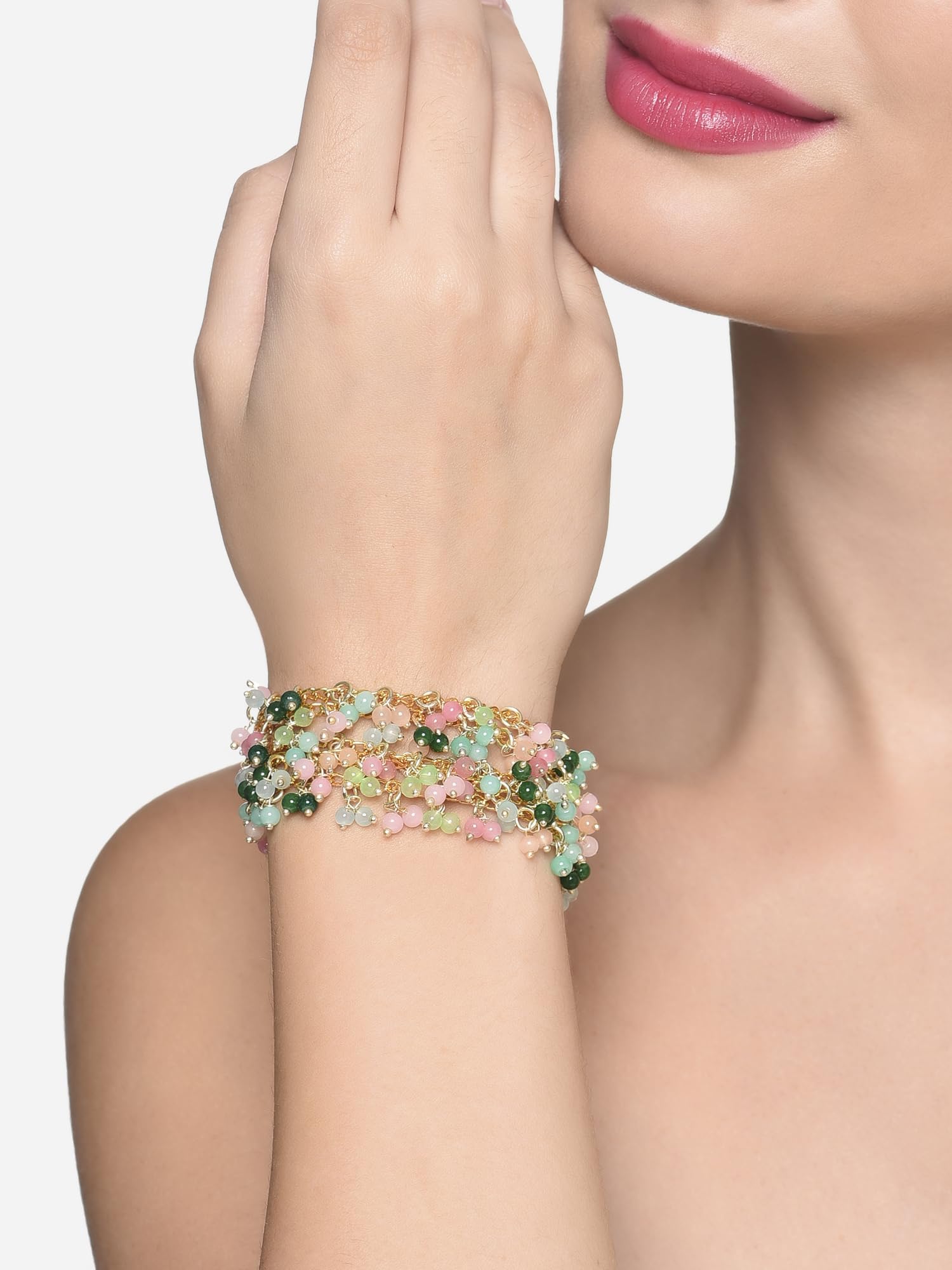 Color Strand Beaded Cluster Ethnic Bracelet for Women