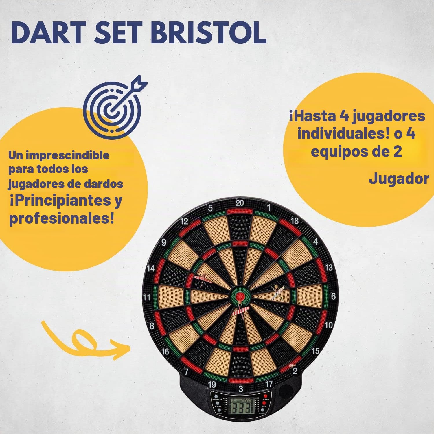 Best Sporting Bristol - Diana electrónica (con 6 Dardos, Funciona con Pilas)