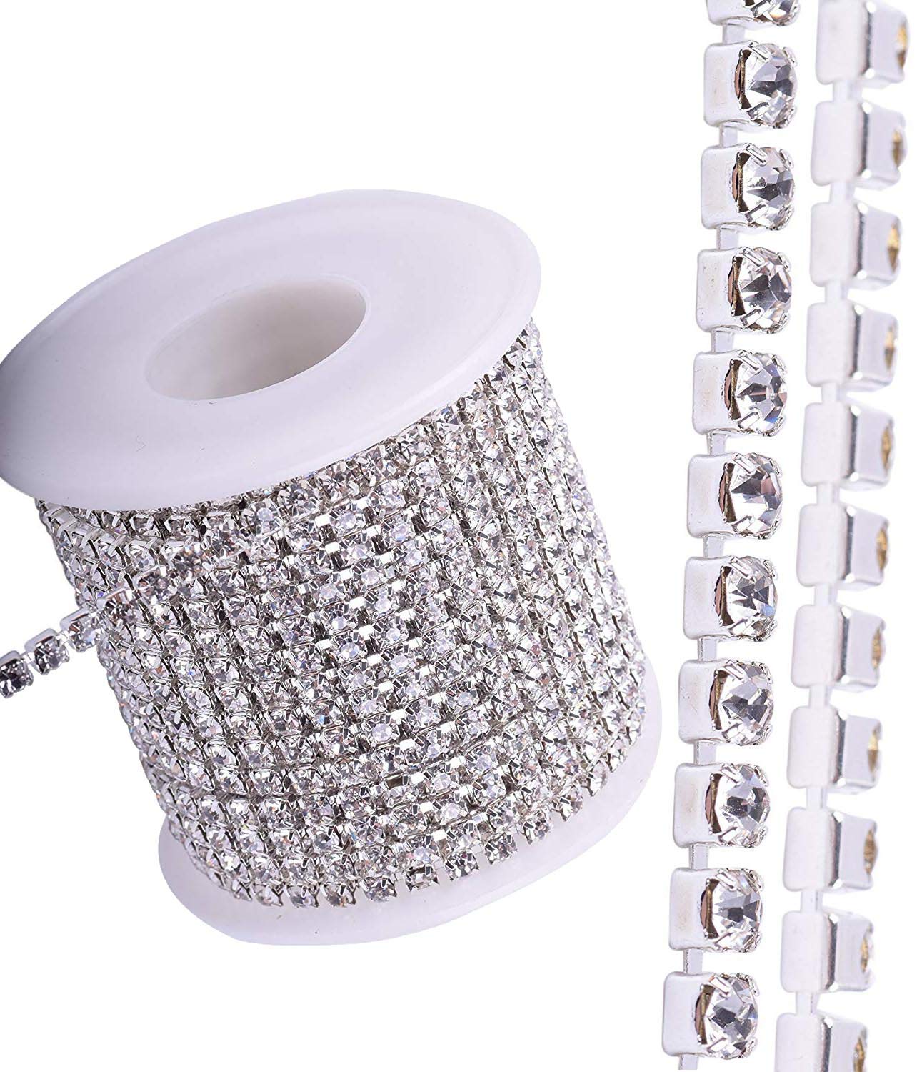 DIY Crafts Design No # 3, 11 Yards Crystal Rhinestone, Crystal Rhinestone Close Chain Trimming Claw Chain Jewelry (Design No # 3, 11 Yards Crystal Rhinestone) 2