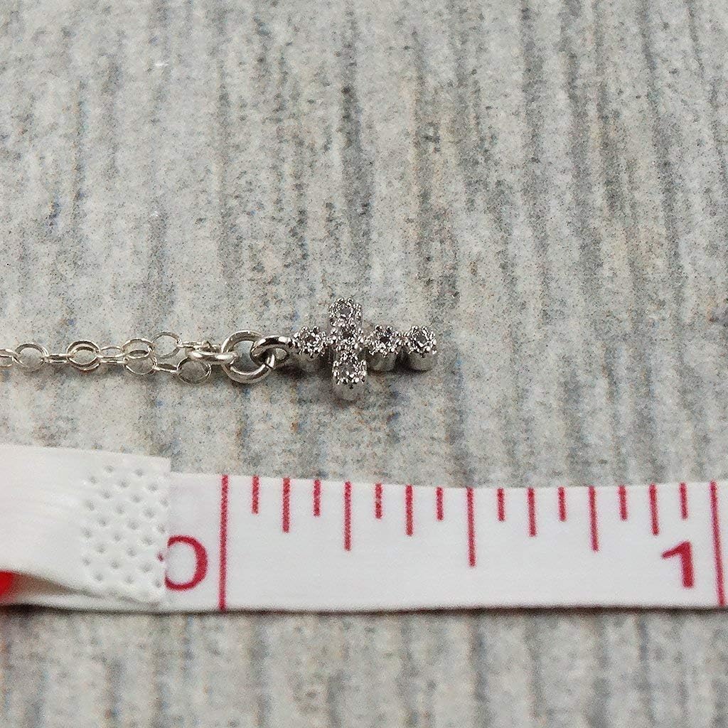 Designed By Stacey Handmade Dainty CZ Cross Pendant Necklace, Sterling Silver Chain, Religious Jewelry, Gifts for Women, Birthday, Anniversary, Wedding, Godmother Proposal, 16 to 18" Adjustable Chain - Image 5