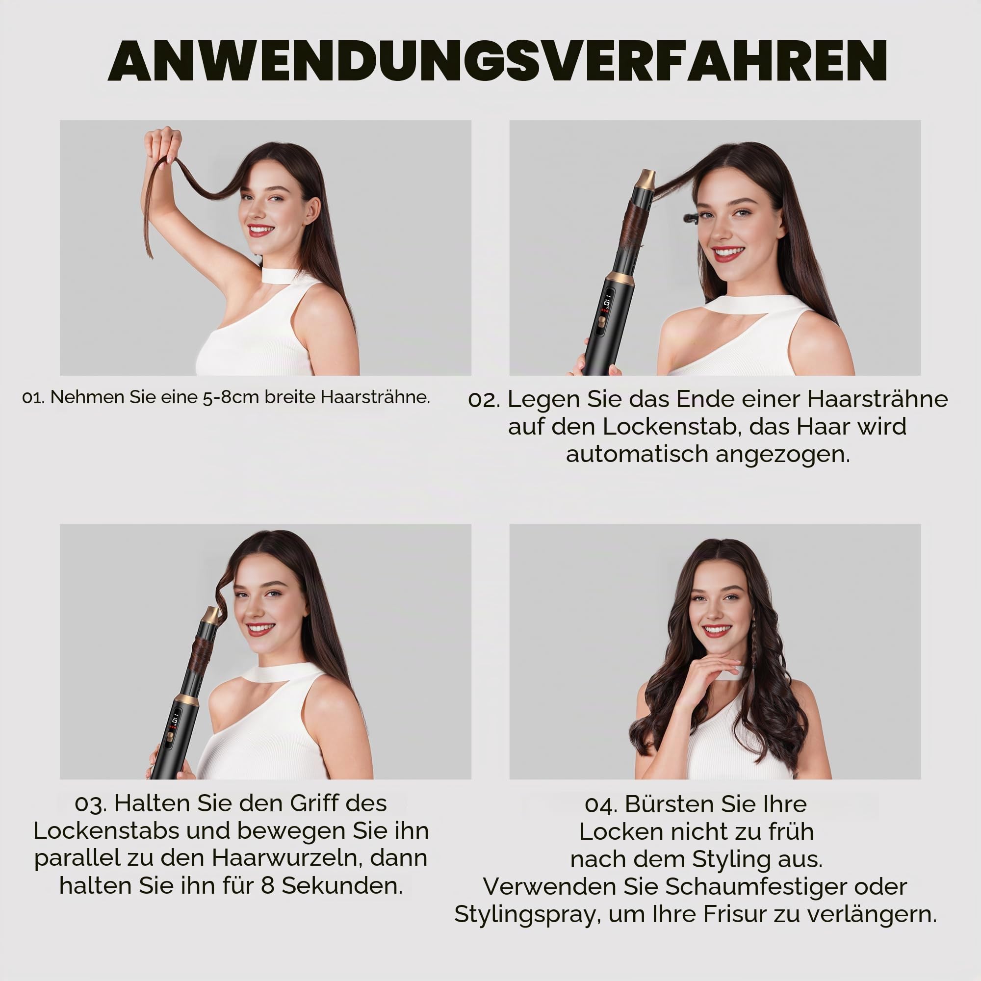 UKLISS 5 in 1 Haarstyler mit LCD-Display, Haartrockner & Hair Styler mit Hair Dryer, Rundbürstenföhn, Warmluft Lockenbürste, Thermal Brush, Haarföhn, Geschenke Set für Haarstyling