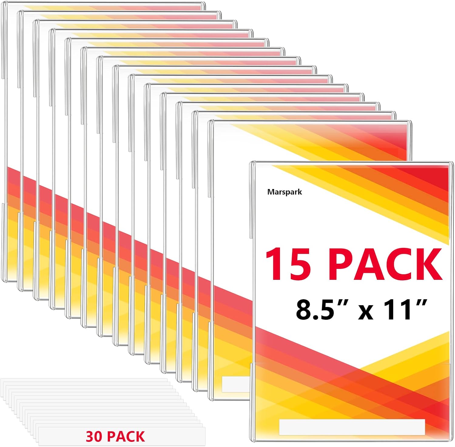 15 Pack Wall Mount Acrylic Sign Holder with Tape Adhesive