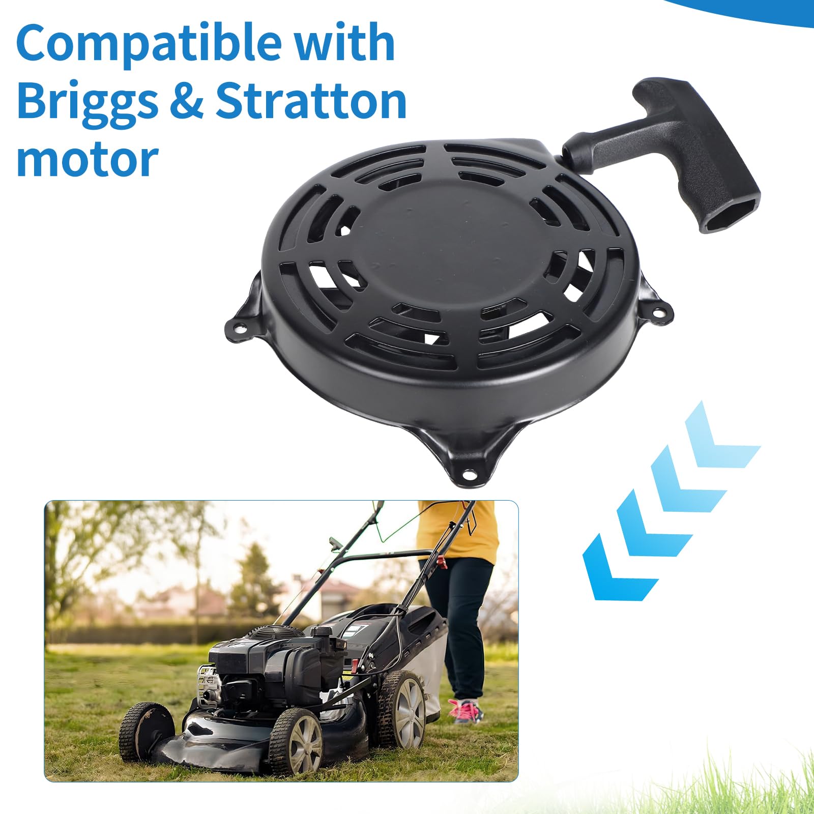 SWAWIS Seilzugstarter für Briggs Stratton Ersatzteile Seilzugstarter 497680 498144 Ersatzteile für Rasenmäher Starter Seilzugstarter für Briggs & Stratton Ersatzteile Rasenmäher Handstarter