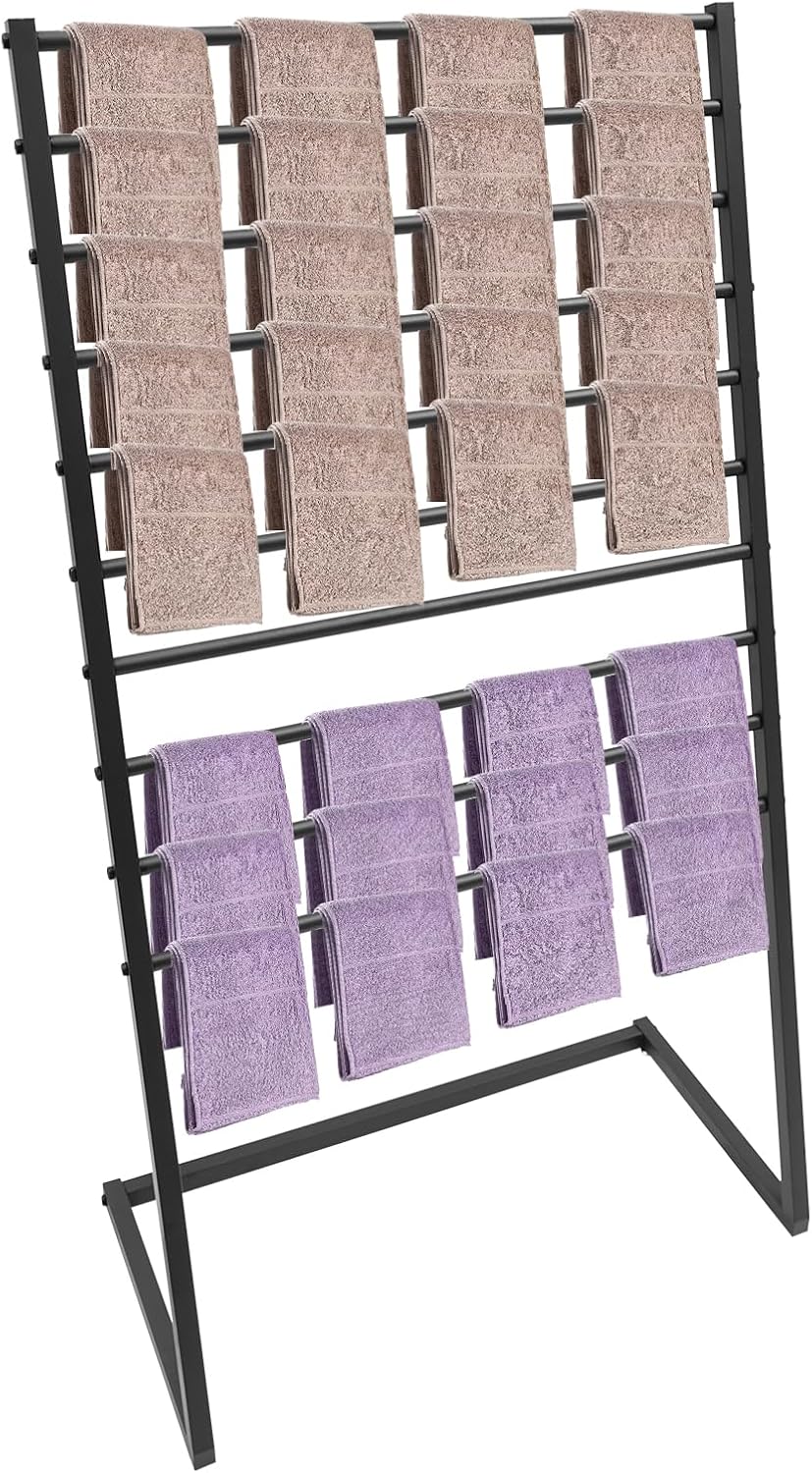 Scarf Display Stand, 10 Tier Freestanding Scarf Rack 80cm Metal Scarf Holder Organizer Floor Standing Scarf Display Stand for Home, Commercial, Clothing Store (Black)