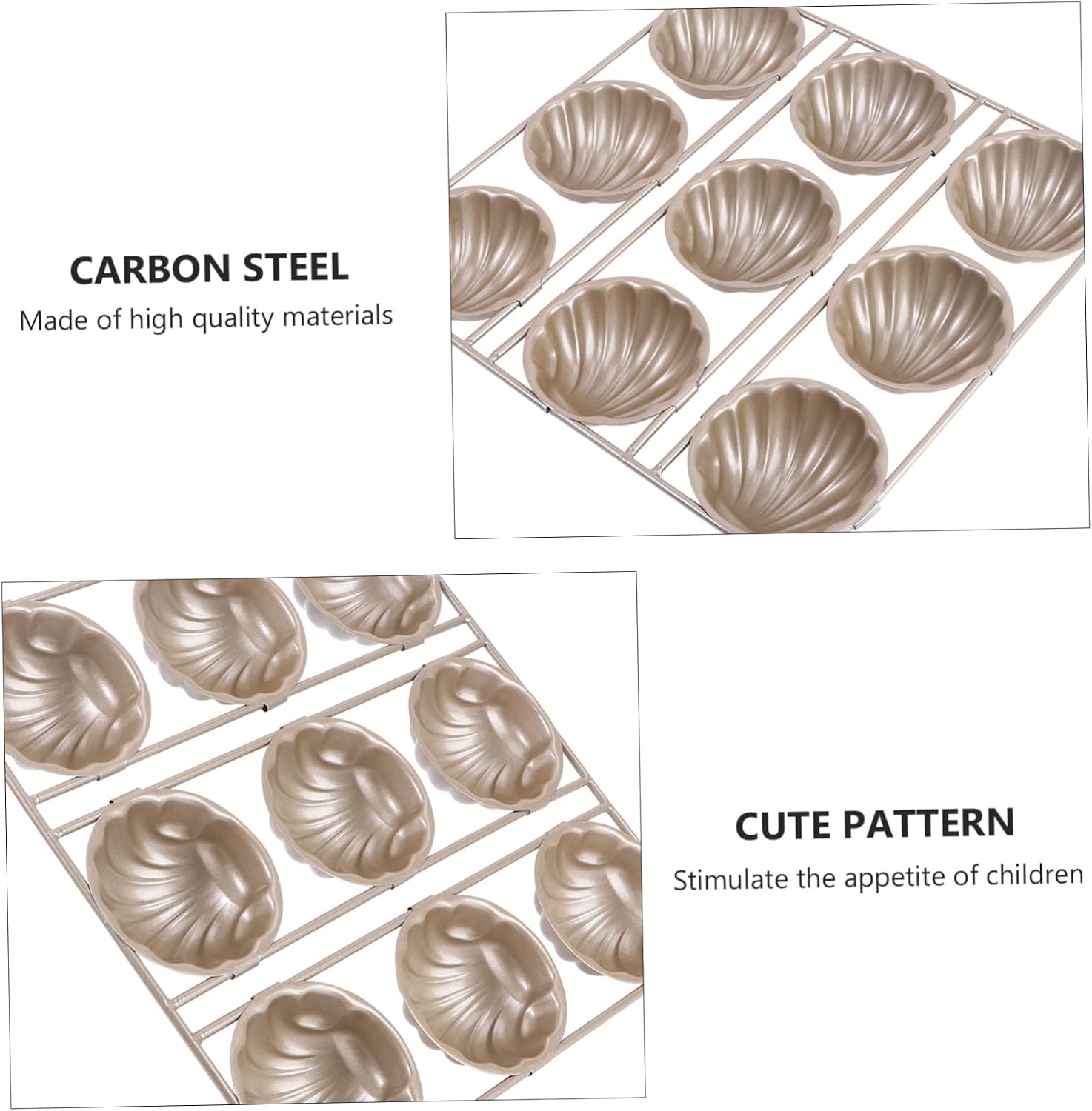 Cavity Banana Shape Cake Mold Non-stick Carbon Steel Baking Tool for Muffins Pudding Dessert Easy Release Lovely Pattern for Diy Baking Boys and Girls Parties Golden