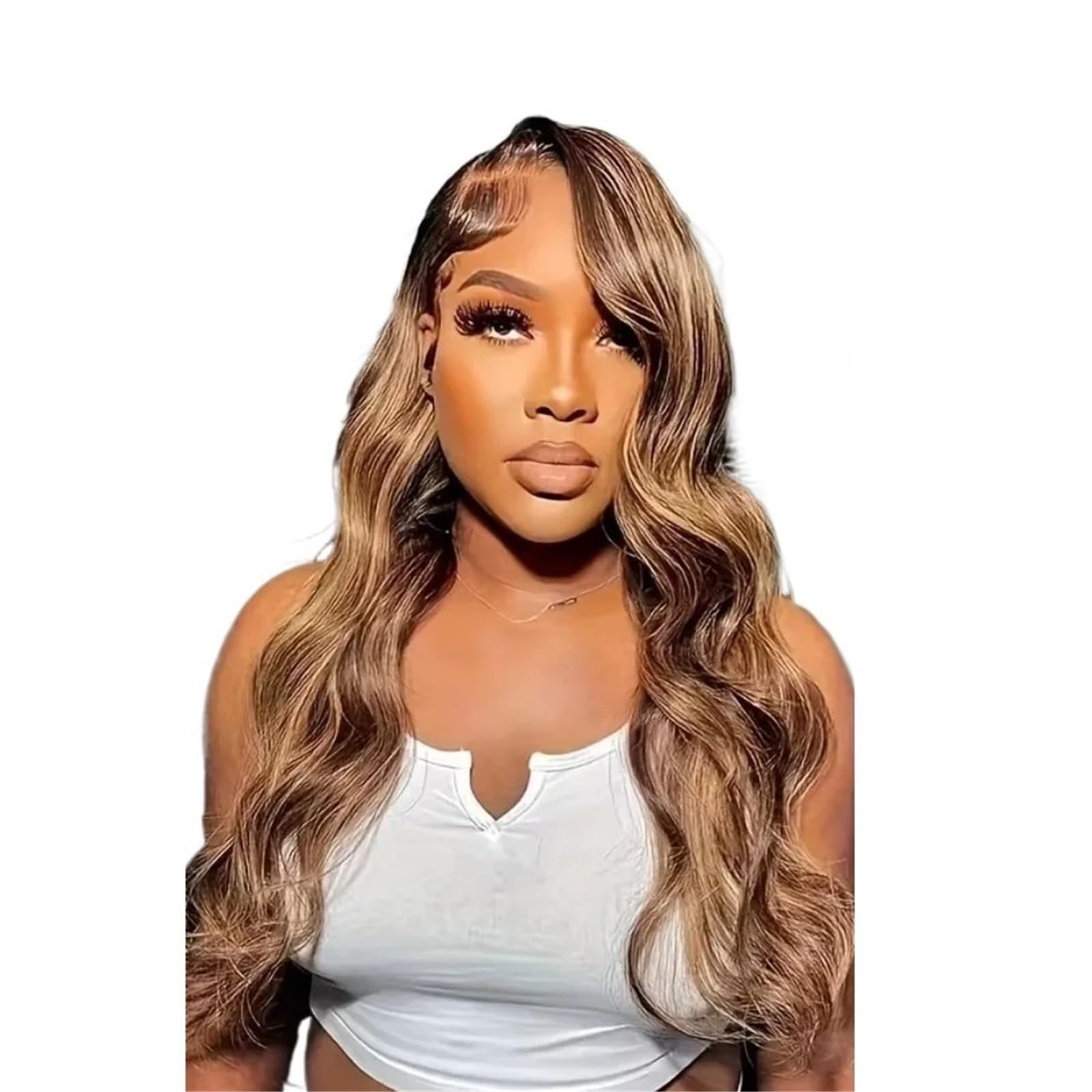 Lizhuzhuzs28 Wigs Body Wave Human Hair Highlight HD Transparent Lace Frontal Wig 13x4 Preplucked Wigs Hair Extensions(32inches)