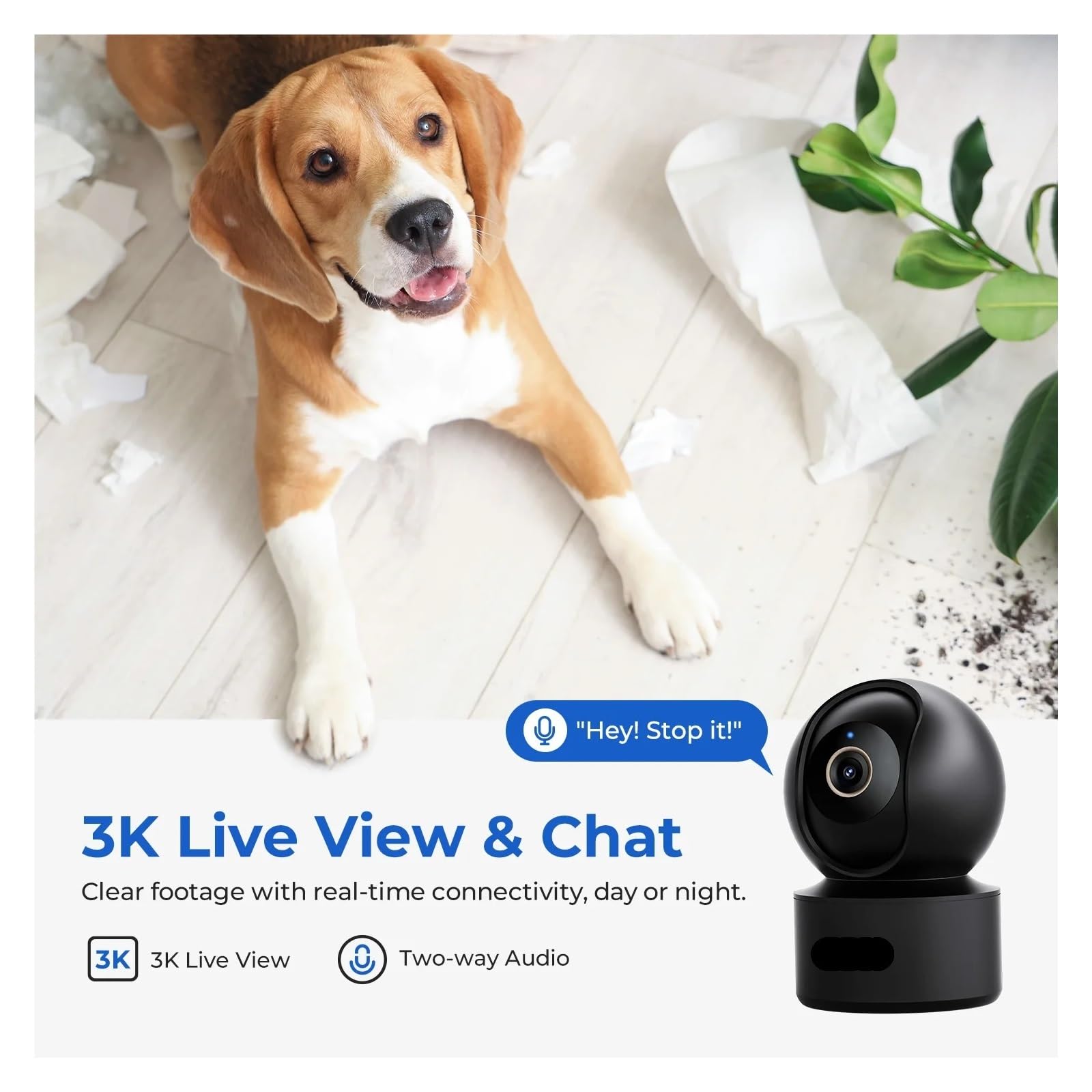 Baby monitor WiFi PTZ a 360° da interno
