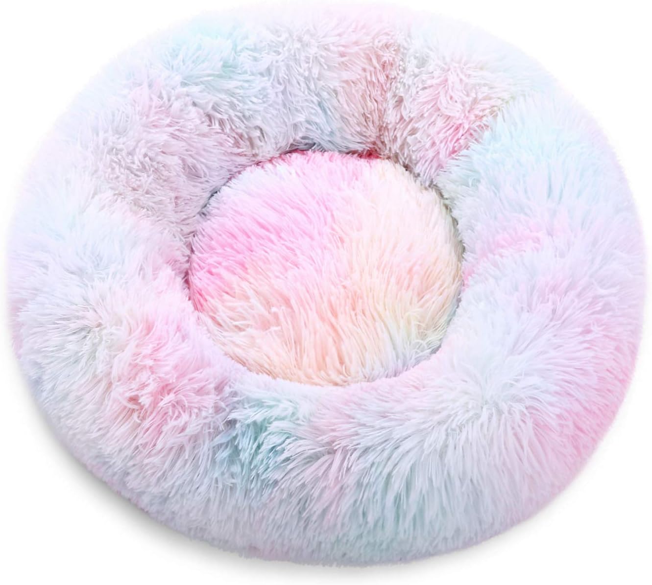 KAMA BRIDAL Marshmallow Cat Bed, Round Donut Beds Sofa for Small Dogs, Warm Plush Calming Pet Bedding, Pluffy, Comfy&Cute Faux Fur Cuddler Indoor, Size 20"