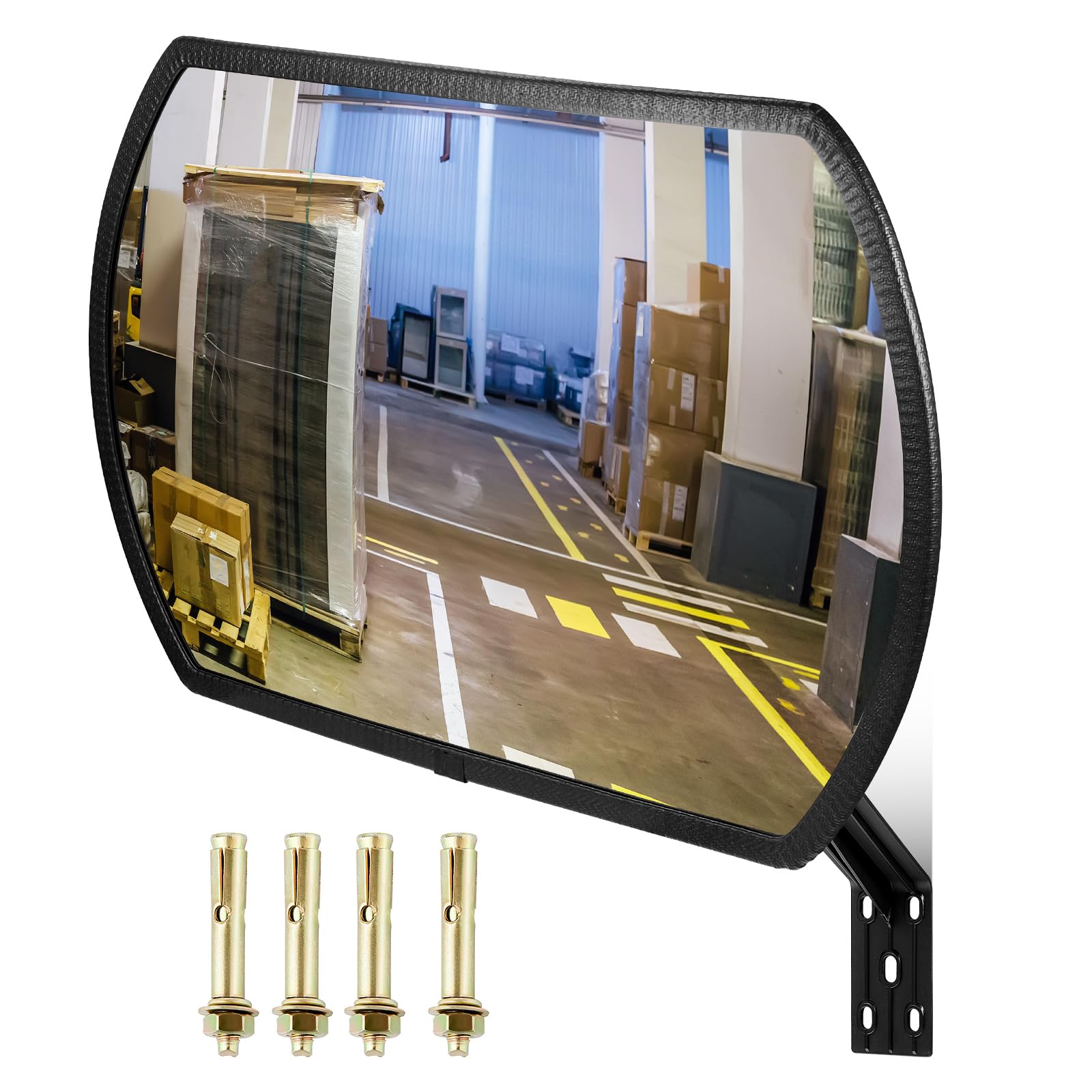 Geetery 2 Pcs 24'' x 15'' Garage Convex Security Mirror Outdoor Indoor Round Rectangular Acrylic Traffic Corner Mirror Blindspot for Wall Parking with Protective Film for Driveway