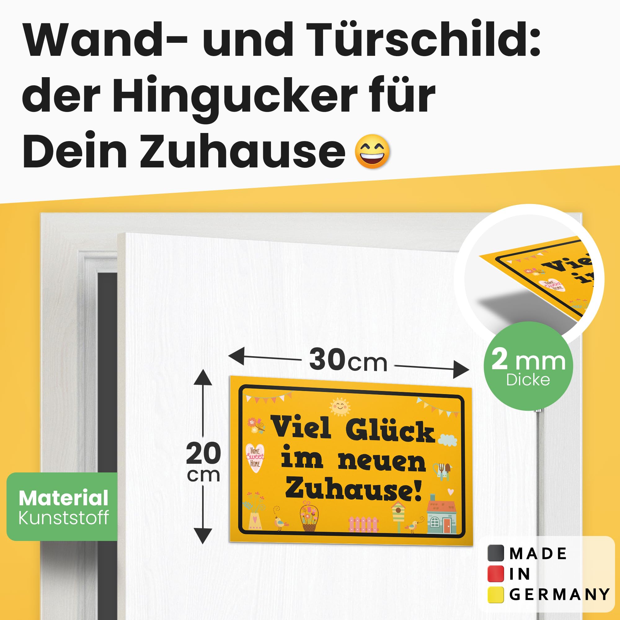 DankeDir! Viel Glck im neuen Zuhause - Plastic Sign 30 x 20 cm - Gift for Housewarming Moving New Home Topping Party Men & Women Gift Idea Decorative Card - Image 2