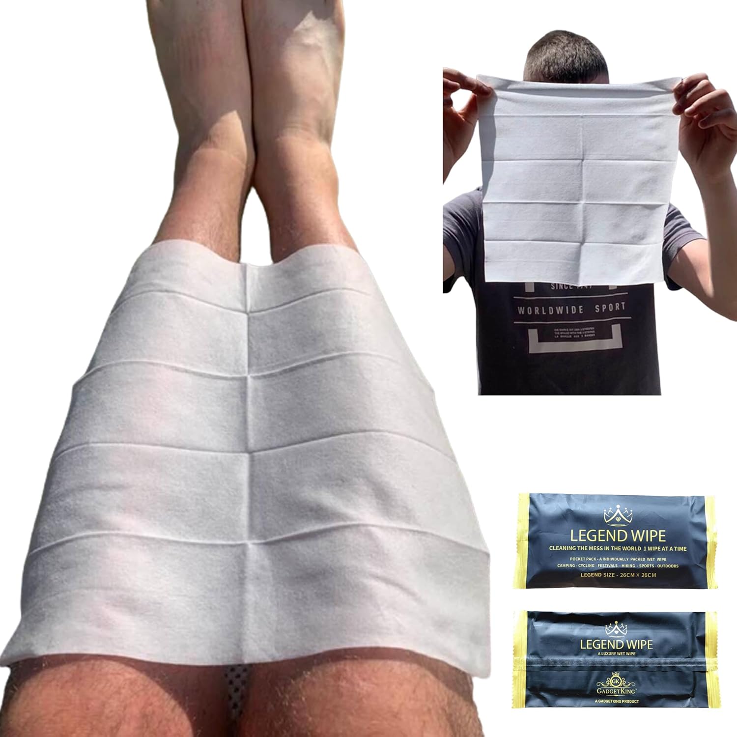 Legend Wipe Wet Wipes Individual Large XL Full Body Towel Festival