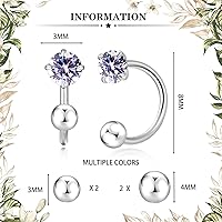 Vista 10 de Huggie - Aretes de medio aro para mujer y niña, pequeños aretes de cartílago, aretes de tuerca con piedra natal para mujer, hipoalergénicos, aretes