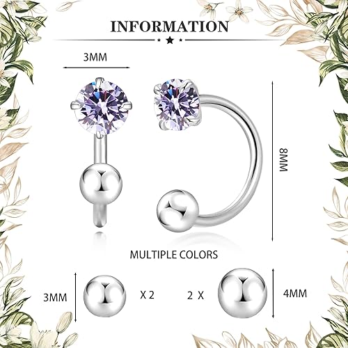 Miniatura 9 de Huggie Half Hoop Earrings for Women Girl Tiny Cartilage Earring Birthstone Stud Earrings For Women Hypoallergenic Stud Earrings Cartilage Earring