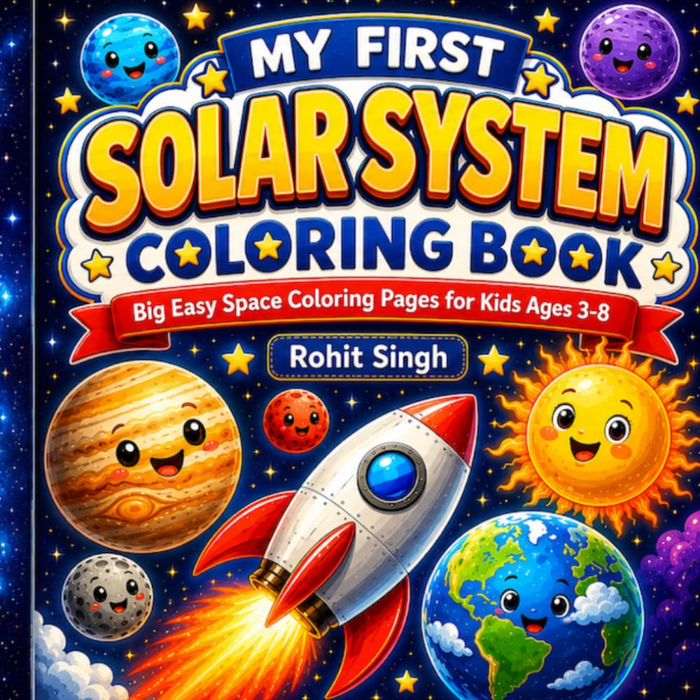 My First Solar System Coloring Book: Big Easy Space Coloring Pages for Kids Ages 3-8