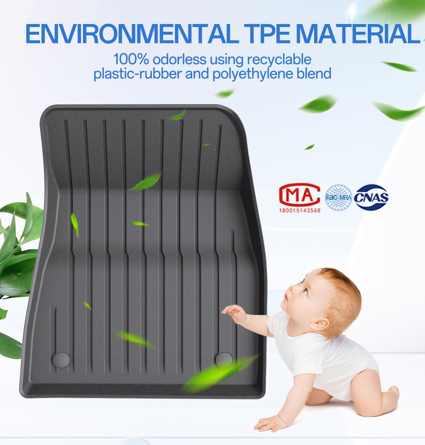 Wekar 2025 New Version Floor Mats for Model 3 Highland - Full Set All Weather TPE Front Rear — view 6