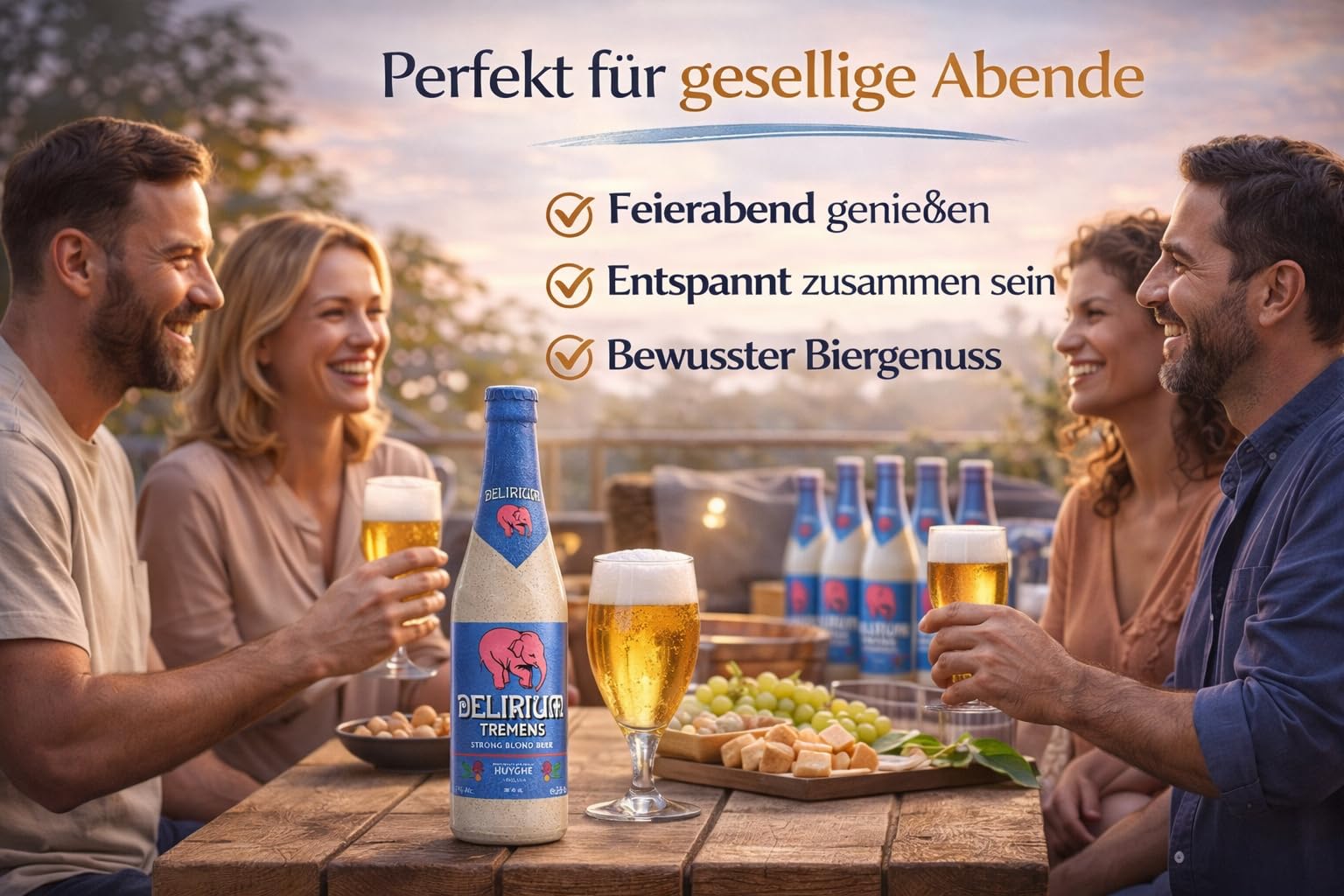 Delirium Tremens Belgisches Starkbier 24 Flaschen 0,33l 9% Vol. Premium Bierspezialität aus Belgien Porzellanflasche Craft Bier Geschenkset Belgische Braukunst