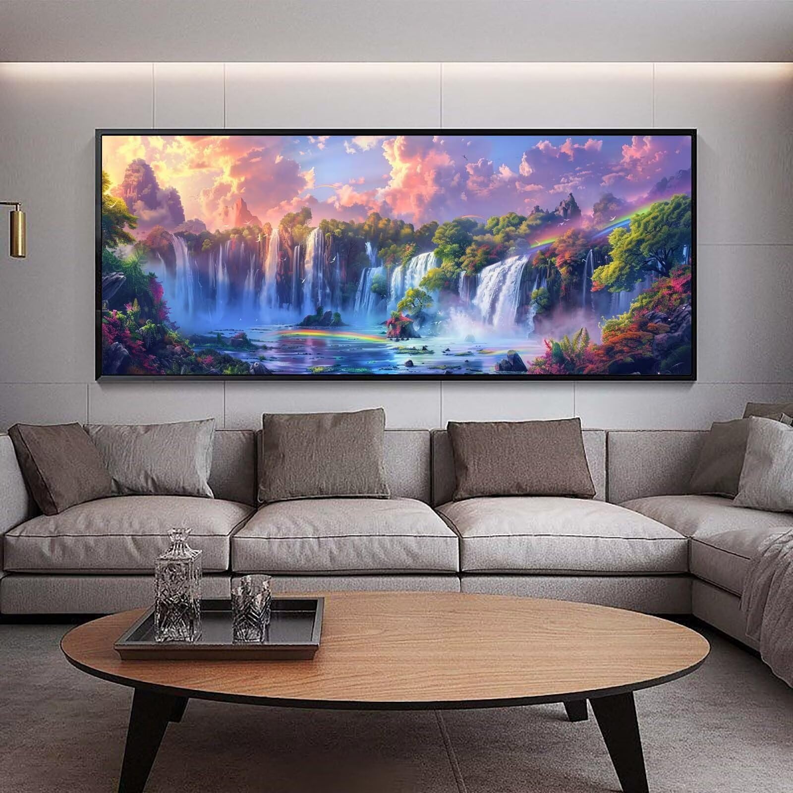Diamond Painting Groß xxl 150 x 60 cm Wasserfall Diamant Painting Bilder Erwachsene Malen nach Zahlen Landschaft DIY Voll Round diamond painting zubehör Set，Wohnzimmer und Schlafzimmer WanddekoC85